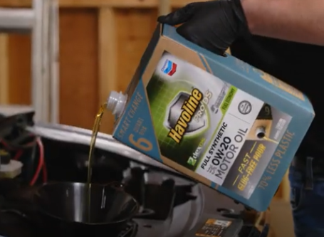 Oil being poured from smart change box