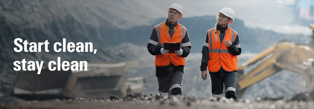 Start clean, stay clean two people inspecting construction site